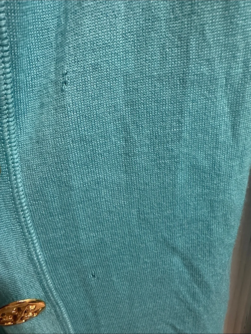 Tory Burch Turquoise Blue Button-Front Merino Wool Cardigan